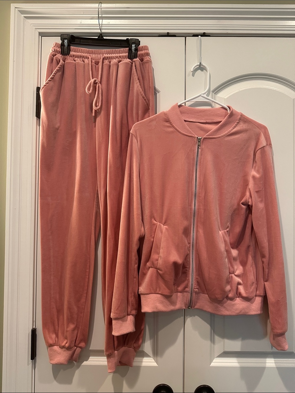 Cozy Pink Velour Zip Jacket & Jogger Set